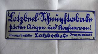 Lotzbeck & Co Emailschild 1920 Bild