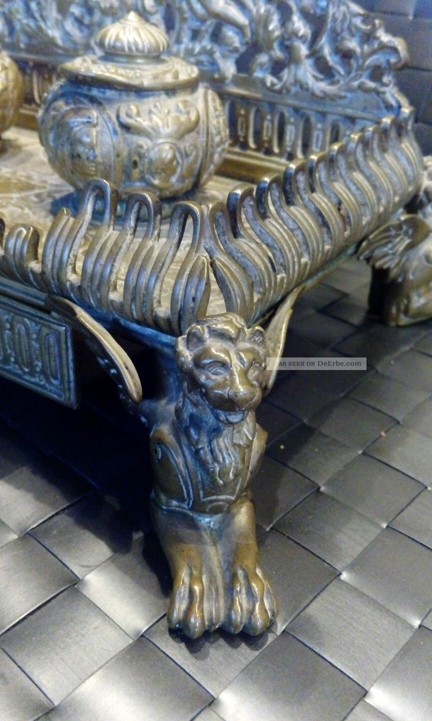 Antikes Alt Altes Tintenfass Fass Schreibtischgarnitur Bronze Messing