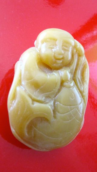Jade - Buddha Schnitzerei Jade Figur Talisman Feng Shui Einmalig Aaa Bild