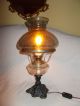 Schöne Große Alte Tischlampe Petroleumlampenstil Jugendstil Glasschirm Zylinder Gefertigt nach 1945 Bild 1