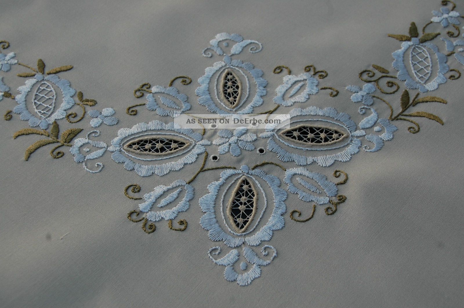 Dekorative Uralte Decke 90 X 90 Mit Seidengarn In Silber Gestickt Tischdecken Bild