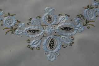 Dekorative Uralte Decke 90 X 90 Mit Seidengarn In Silber Gestickt Bild