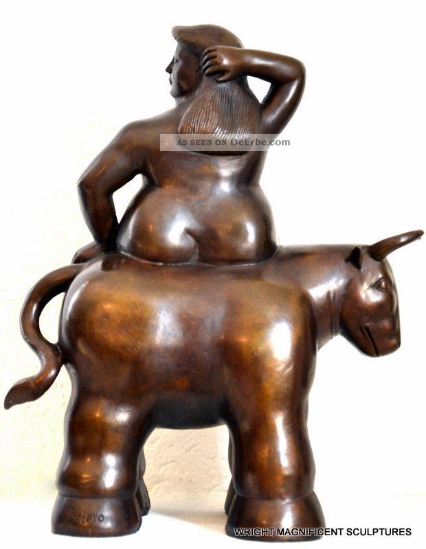 Dicke Frau Auf Stier Botero Signiert Bronzefigur Bronzeskulptur Bronze Figur Bronze Bild