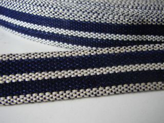 Antikes Textilband Vintage Stoffband Dekoband 1958 Dunkelblau Weiß Ca.  50m Rolle Bild