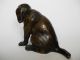 Bronze Hundefigur Sitzender Welpe Tierfigur Signiert Hund Bronze Bild 5