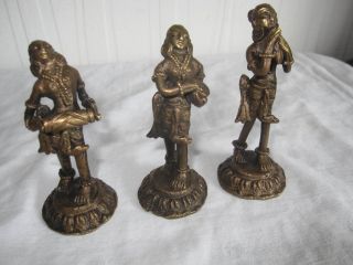 3 Bronze Figuren Mit Instrumenten - Handarbeit Ca.  8 - 8,  5 Cm. Bild