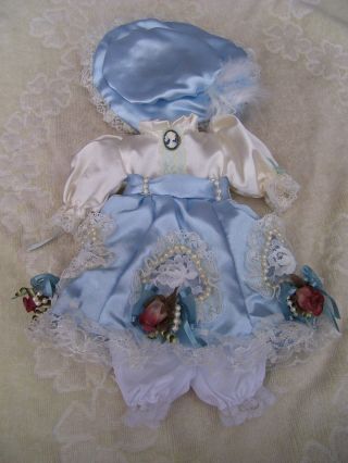 Alte Puppenkleidung Blue Fancy Dress Hat Outfit Vintage Doll Clothes 30 Cm Girl Bild