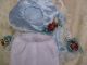 Alte Puppenkleidung Blue Fancy Dress Hat Outfit Vintage Doll Clothes 30 Cm Girl Original, gefertigt vor 1970 Bild 2