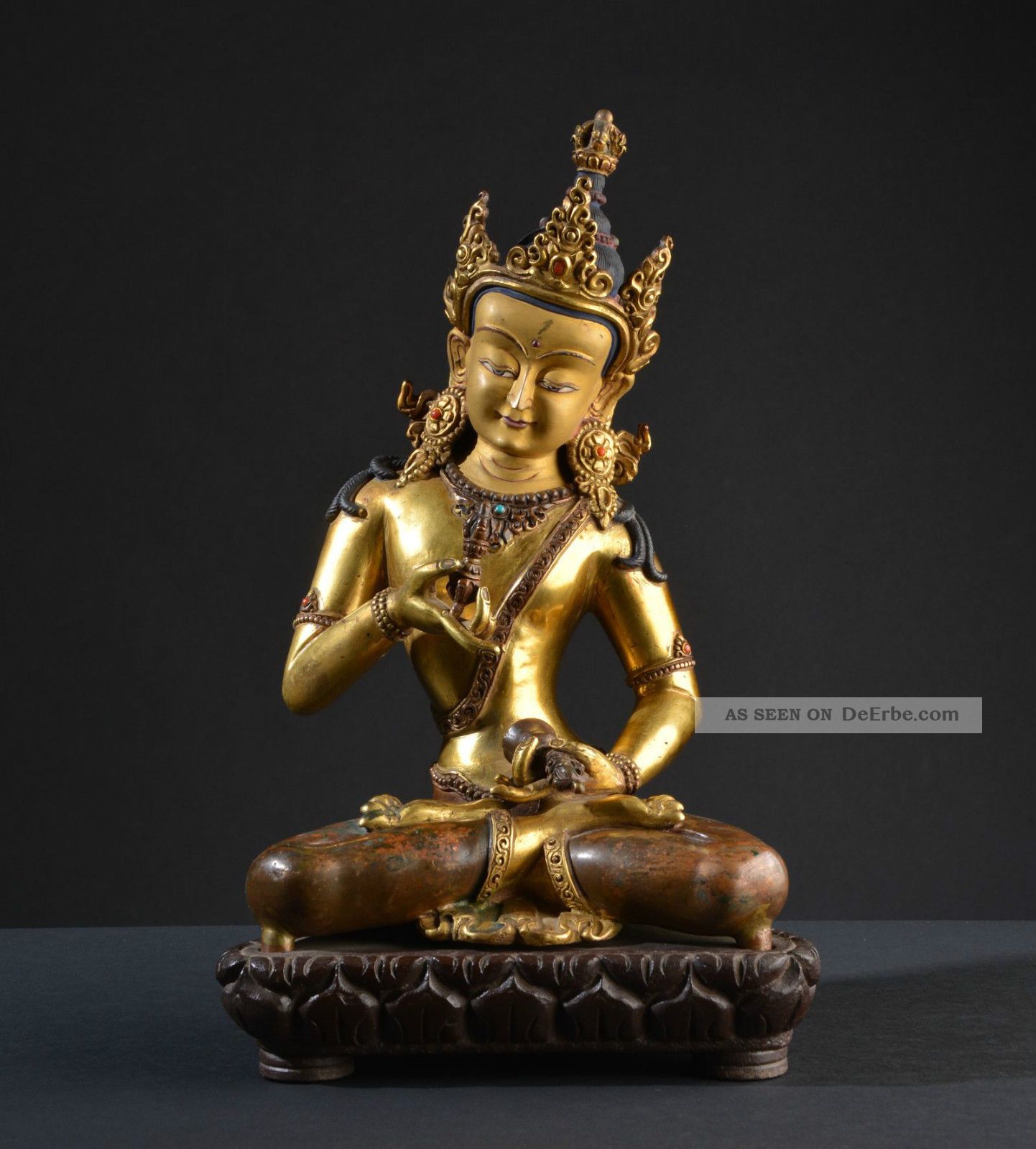 Buddha Vajrasattva.  Ältere / Older Statue.  (tibet,  Bronze,  Gold) Entstehungszeit nach 1945 Bild