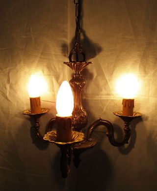 3 Armig Kronleuchter Lüster Messing Verschnörkelt Deckenlampe Leuchter Lampe Bild