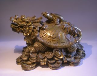 Top Long Gui DrachenschildkrÖte Messing - Bronze Feng Shui Bild