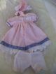 Alte Puppenkleidung Pink Dress Bonnet Hat Outfit Vintage Doll Clothes 40c Girl Original, gefertigt vor 1970 Bild 7