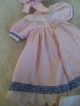 Alte Puppenkleidung Pink Dress Bonnet Hat Outfit Vintage Doll Clothes 40c Girl Original, gefertigt vor 1970 Bild 8