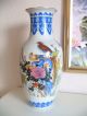 Asiatische Vase Blumen - Vogel Dekor Handgemalt 36cm Porzellan Entstehungszeit nach 1945 Bild 1