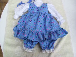 Alte Puppenkleidung Blue Skirt Dress Outfit Vintage Doll Clothes 50 Cm Girl Bild