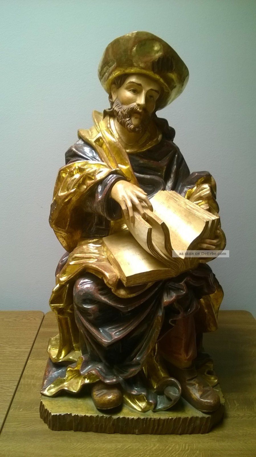 Hl.  Jakobus Sitzend /holzfigur /blattgold /einzelstück / Top (preis=platzhalter) Skulpturen & Kruzifixe Bild