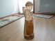 Holz Skulptur Handgeschnitzt Mönch Mit Weinflasche H.  46 Cm 1950-1999 Bild 1