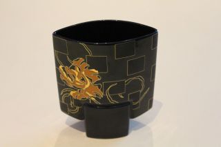 Schwarze Vase Künstler Yang Signiert 15,  5 Cm Von Rosenthal Bild
