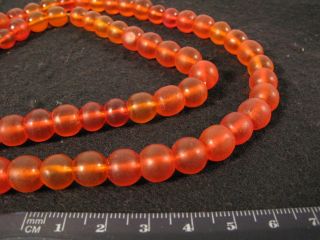 Alte Runde Böhmische Glasperlen Orange Rot Old Bohemian Trade Beads B Afrozip Bild