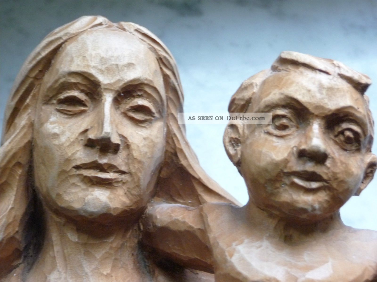 Große Madonna Holz Figur Maria Mit Christus Handarbeit / Signiert Schober Skulpturen & Kruzifixe Bild