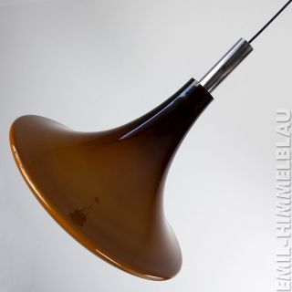 Xl Opal Glas Lampe Braun 70er Vintage 60er Trompete Brown Pendant Lamp Bild