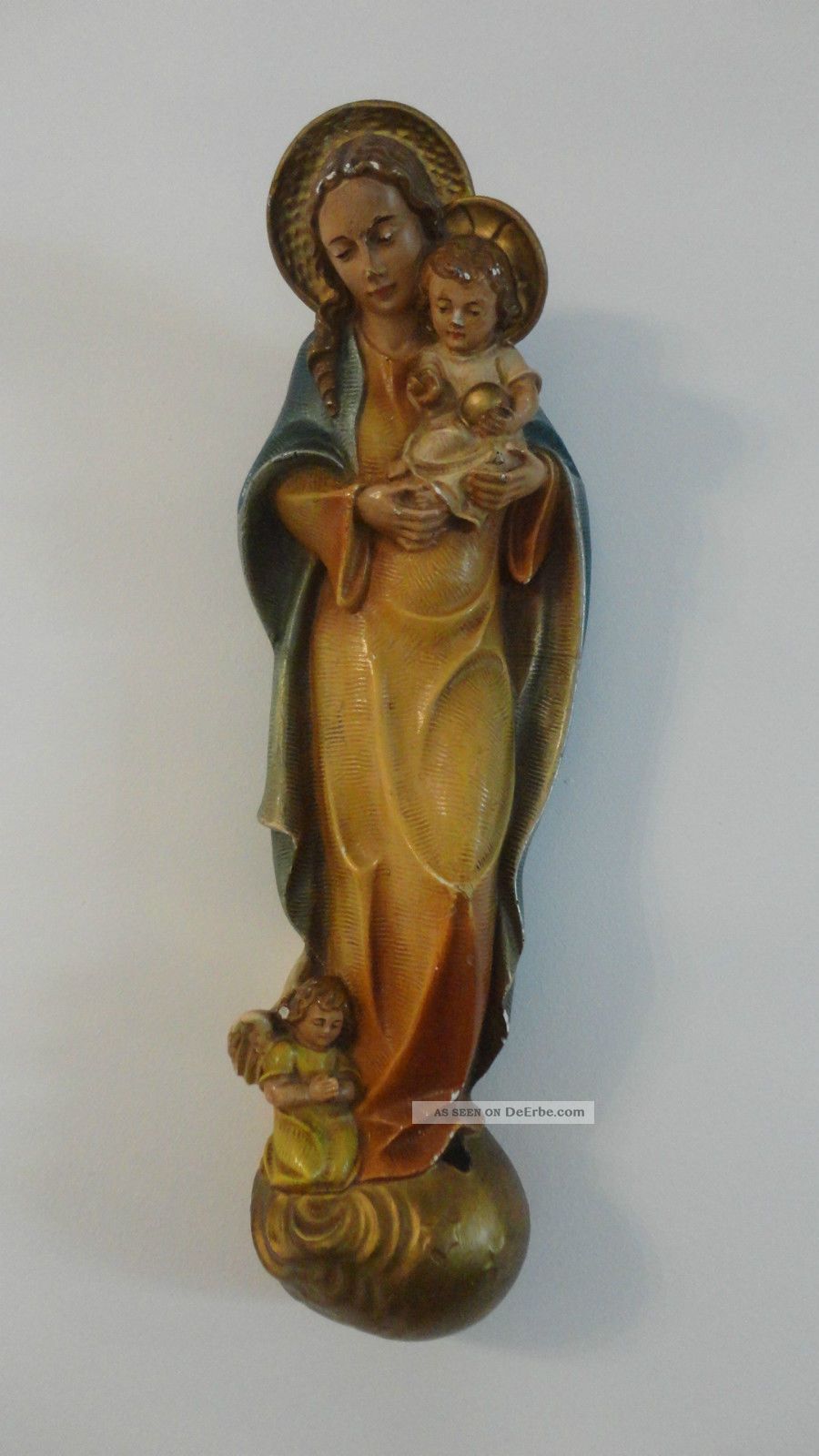 Antike Alte Heiligenfigur Maria Madonna Jesus Kind G.  Dk.  260 Skulpturen & Kruzifixe Bild