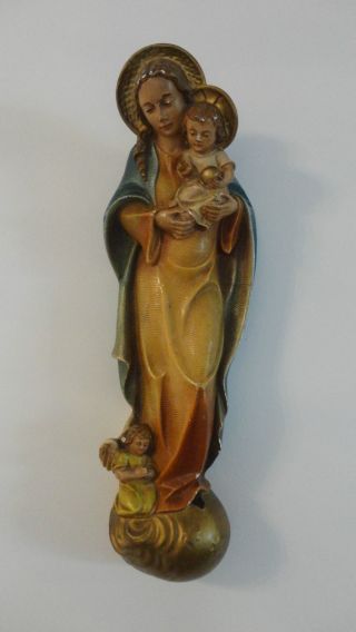 Antike Alte Heiligenfigur Maria Madonna Jesus Kind G.  Dk.  260 Bild