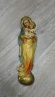 Antike Alte Heiligenfigur Maria Madonna Jesus Kind G.  Dk.  260 Skulpturen & Kruzifixe Bild 2