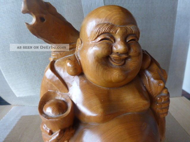 Wunderschöne Budha - Figur Aus Teak - Holz,  Handgeschnitzt,  Höhe Ca.  23,  5cm,  Umf.  39,  5cm Entstehungszeit nach 1945 Bild