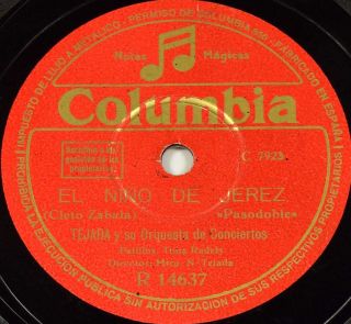 Schellackplatte - Tejada - España Cañi / El Niño De Jerez Gramófono Gramophone Bild