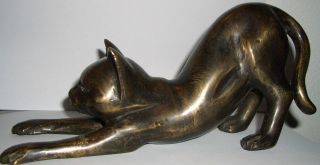 Bronze Figur Skulptur Katze Kätzchen Samtpfote Miau Kunst Art Bild