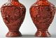 2 Chinesische Vasen,  Rosenmotiv,  Lackschnitzerei,  Reliefdekor,  Emailliert (e) Entstehungszeit nach 1945 Bild 6