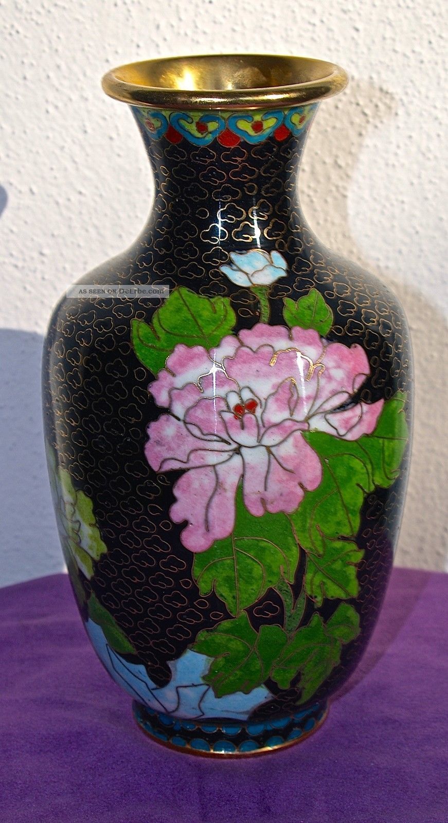 Schöne Alte Cloisonne Vase 18 Cm Entstehungszeit nach 1945 Bild