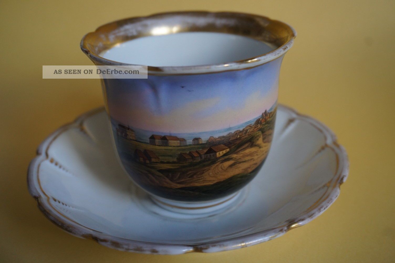 Norderney Um 1850 Rare Alte Porzellantasse Tasse Handgemalt Ansicht Nach Form & Funktion Bild
