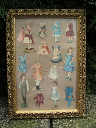 Puppen Und Kleidung Papier,  Gerahmt Bild