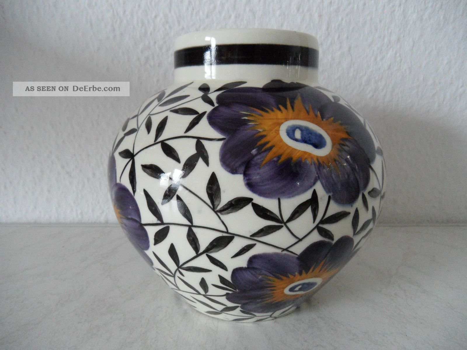 Handbemalte Jugendstil Keramik Vase Schramberg Art Nouveau Pottery (b165) 1890-1919, Jugendstil Bild