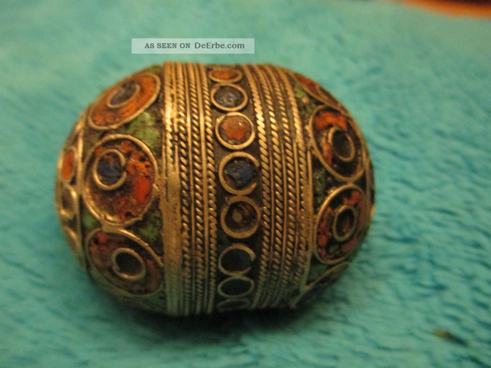 Berberschmuck Aus Afrika - Marokko Email Metall Kugel Groß Entstehungszeit nach 1945 Bild