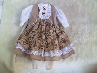 Alte Puppenkleidung Flowery Dress Vest Outfit Vintage Doll Clothes 35 Cm Girl Bild