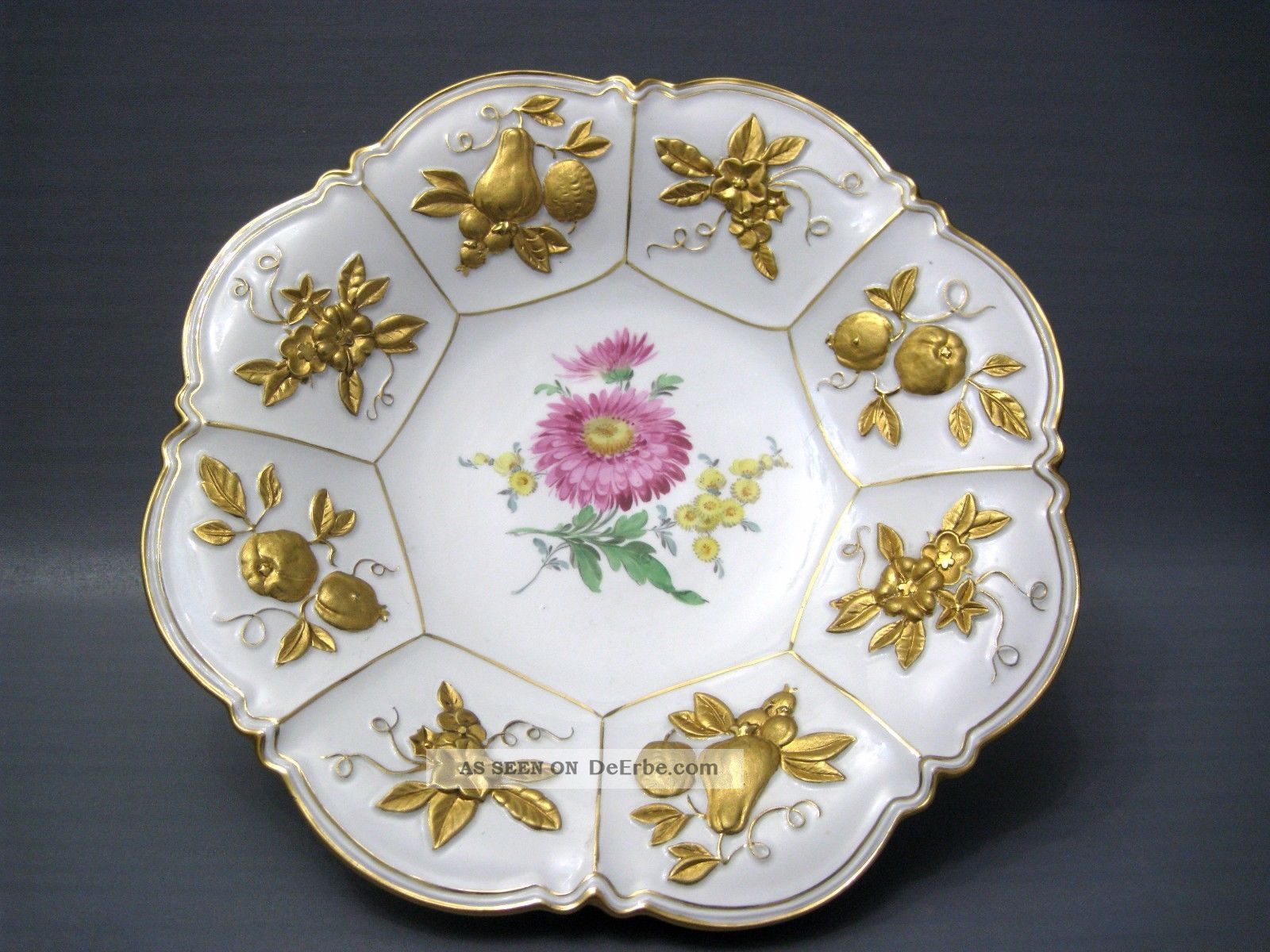 Meissen Prunkschale Blumenmalerei Mit Gold Obstmotiv.  Pfeiferzeit Um 1924 - 1934 Meissen Bild