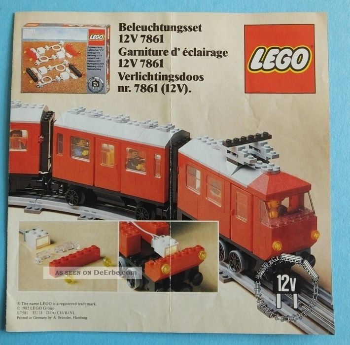 1982 Lego Prospekt Eisenbahn Beleuchtunsgset 12 V 7861 Printed In Germany Spielzeug-Literatur Bild