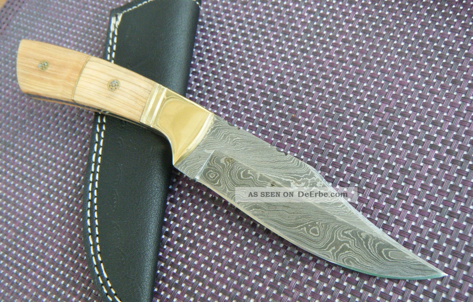 Jagdmesser Damast Messer 287 Gramm Xl Damastmesser Olivenholz Handarbeit Jagd & Fischen Bild