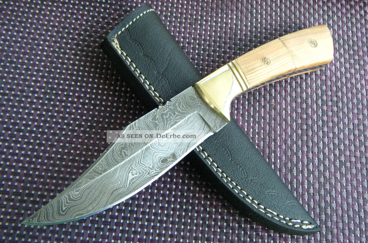 Perkin Knives Damastmesser - Jagdmesser, Handgeschmiedet, Klingenlänge 22,86 Cm, Nussbaumholz-Griff
