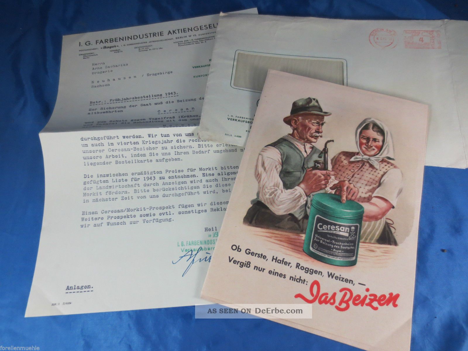 Preisliste 1943 Bayer Ag Berlin Ceresan Pflanzenschutz Morkit Gegen Vogelfraß Alte Berufe Bild