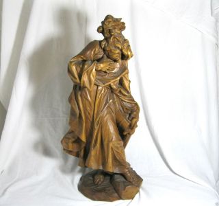 Wunderschöne 57cm Holzfigur Des Heiligen Hl.  Paulus Schnitzerei Geschnitzte Figur Bild