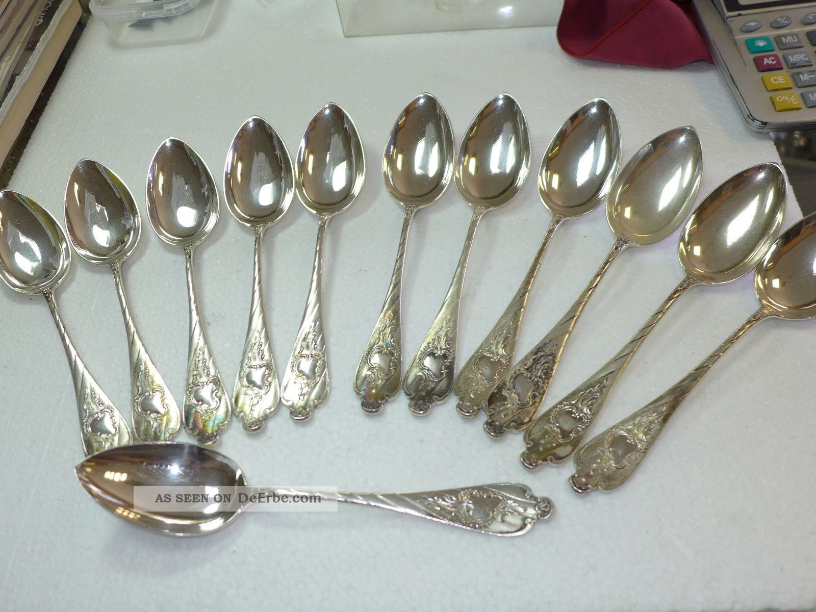 12 Schöne,  Neuwertige Jugendstil Suppenlöffel In 800 Silber,  