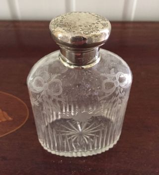 Jugendstil Schleifen Parfümflasche Flasche 925 Sterling Silber Von 1910 England Bild