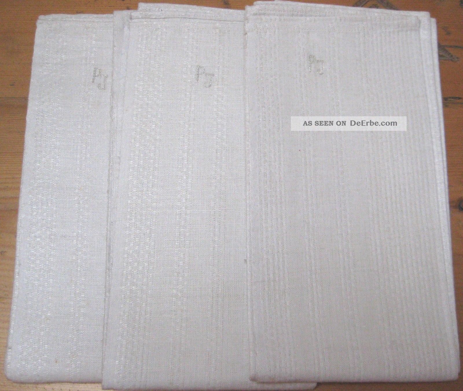 3 Antike Weiße Handtücher Küchentücher Halbleinen Gerstenkorn 50x100 Weißwäsche Bild