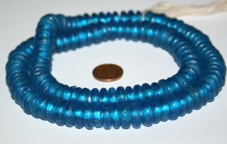 Strang Recycled Krobo Trade Beads Discus Pulverglas Perlen Ghana Bild