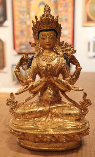 Meisterwerk Handmade Tibetischen Feinen Buddha - Statue 24k Vergoldet,  Bronze A22 Bild