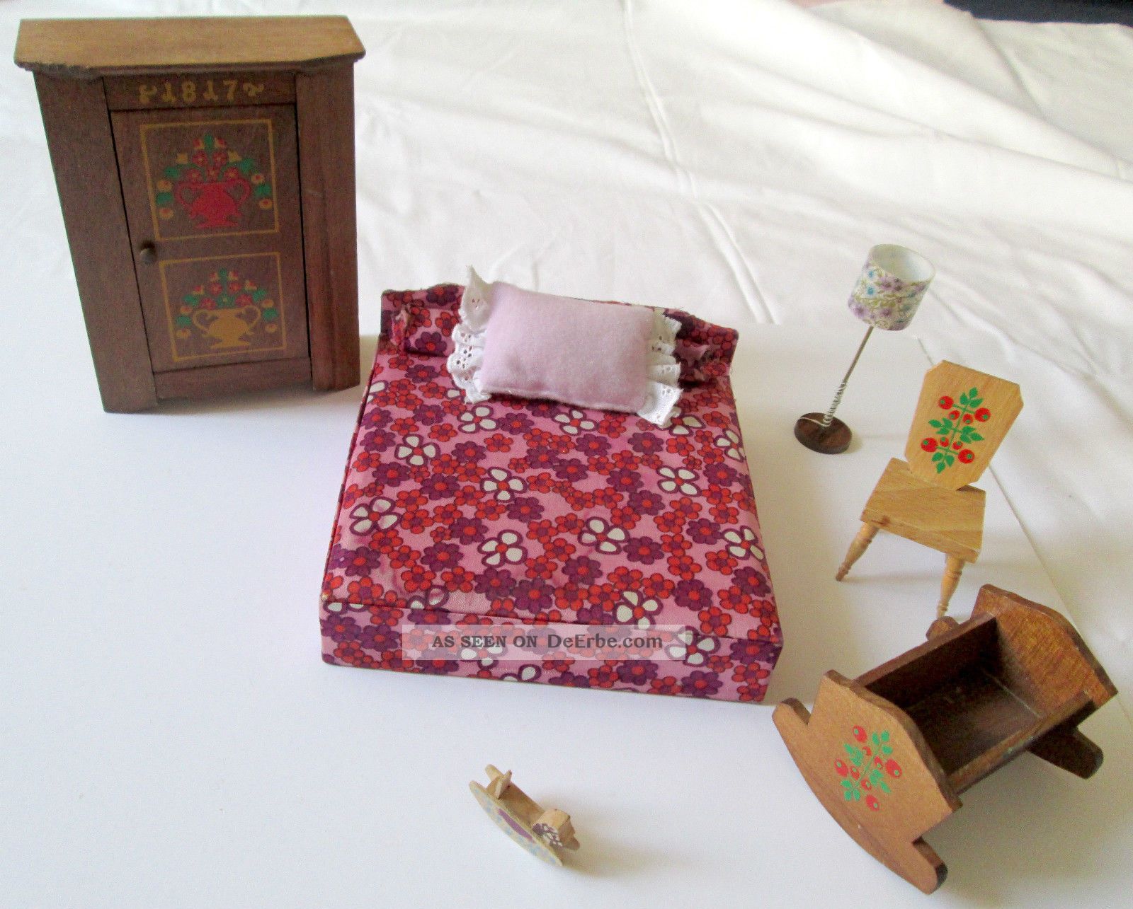 70er puppenhaus holz schlafzimmer mÃbel schrank bett lampe puppe ... Schlafzimmer mobel